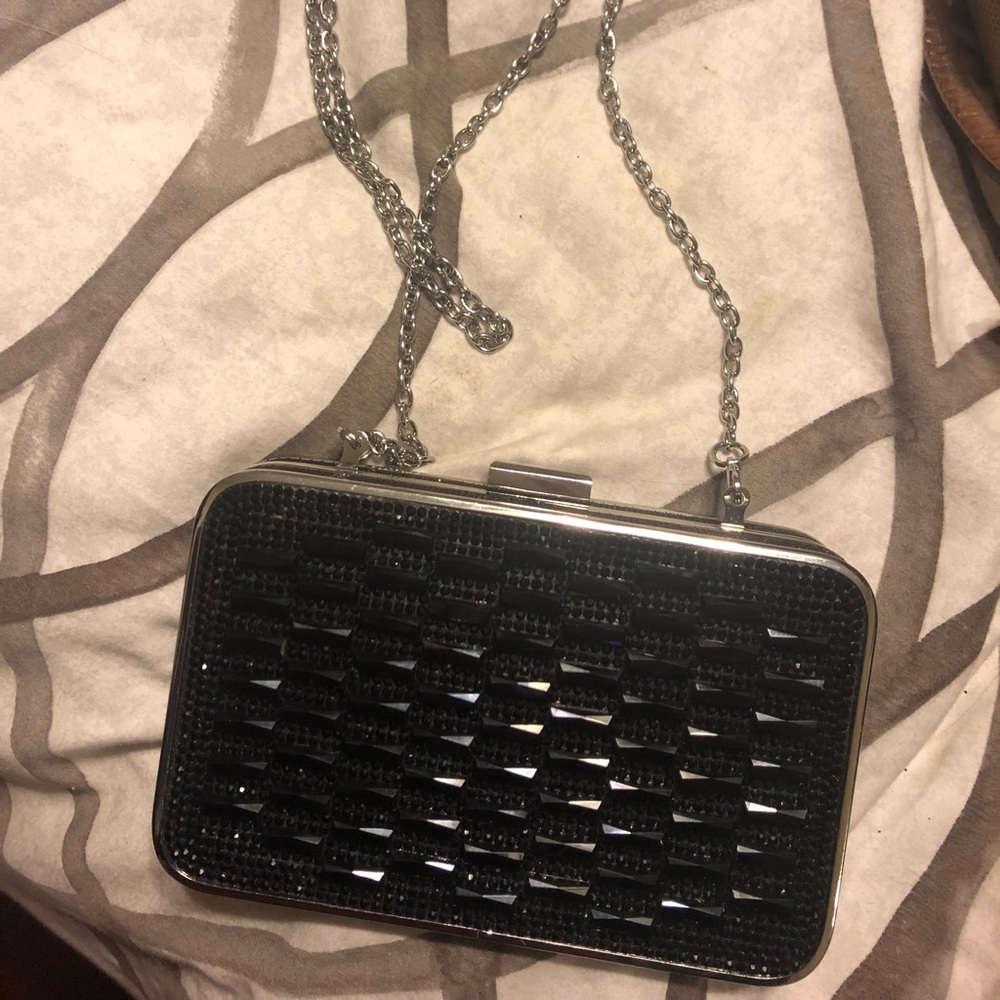 Black rhinestone clutch